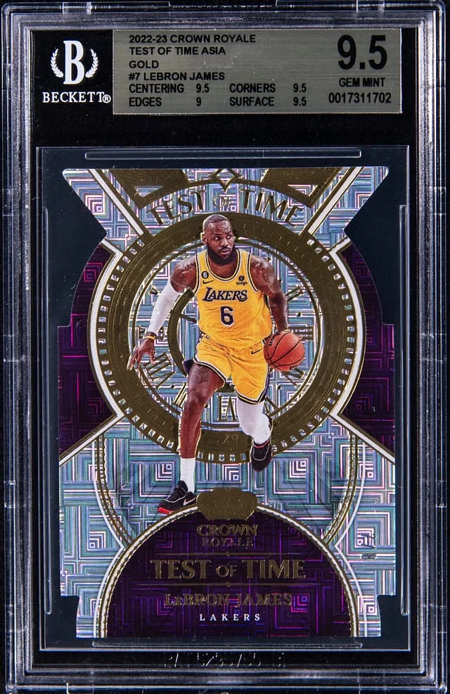 2022-23 Panini Crown Royale LeBron James Test of Time Asia Gold #7 card image