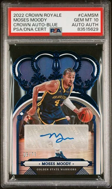 2022-23 Panini Crown Royale Moses Moody Crown Autographs Blue #CAMSM card image