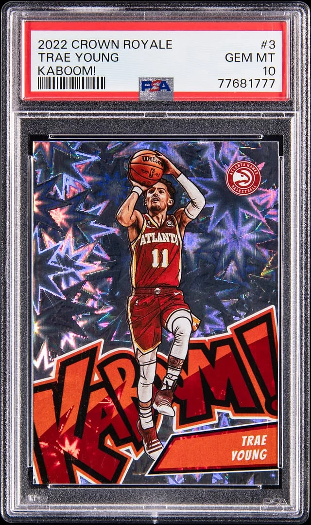 2022-23 Panini Crown Royale Trae Young Kaboom! #3 card image