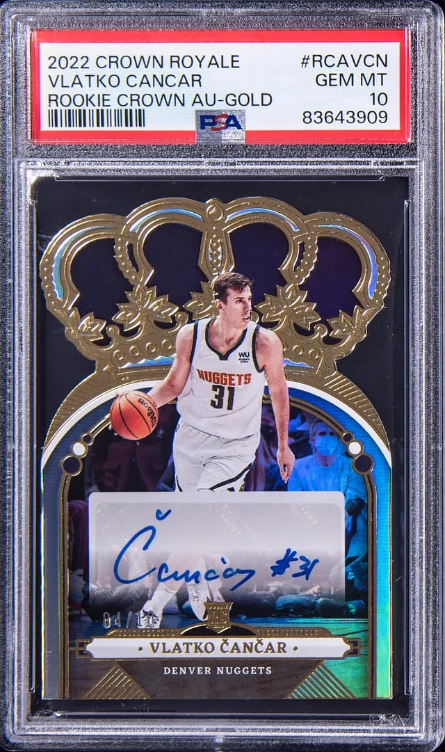 2022-23 Panini Crown Royale Vlatko Cancar Crown Autograph-Gold #RCAVCN card image