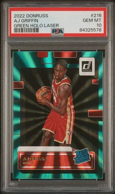 2022-23 Panini Donruss Aj Griffin Green Holo Laser Rated #216 card image