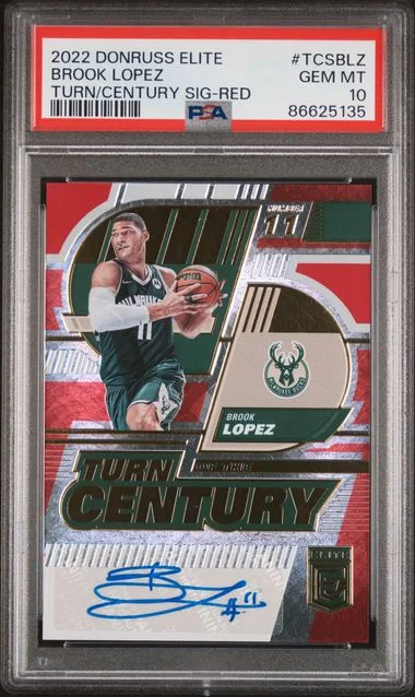 2022-23 Panini Donruss Brook Lopez Elite Turn Of The Century Signatures Red #TCSBLZ card image