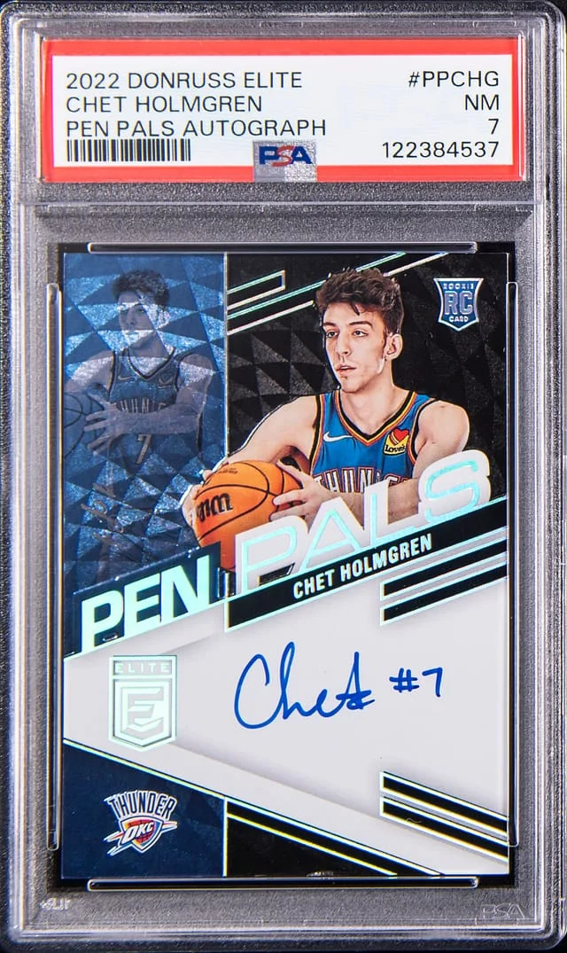 2022-23 Panini Donruss Chet Holmgren Elite Pen Pals Autograph #PP-CHG card image