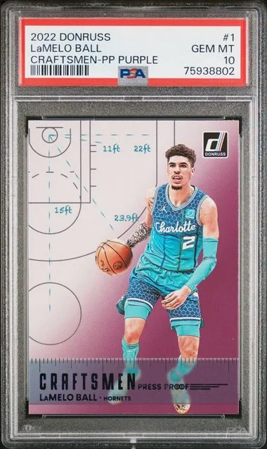 2022-23 Panini Donruss Lamelo Ball Craftsmen Press Proof Purple #1 card image