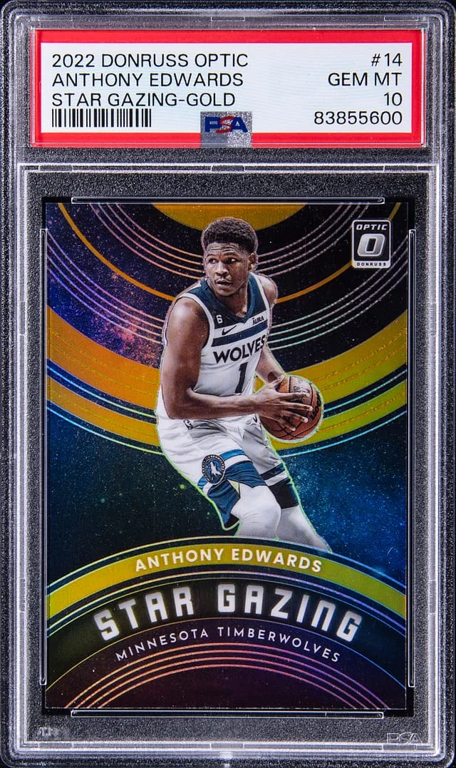 2022-23 Panini Donruss Optic Anthony Edwards Star Gazing Gold #14 card image