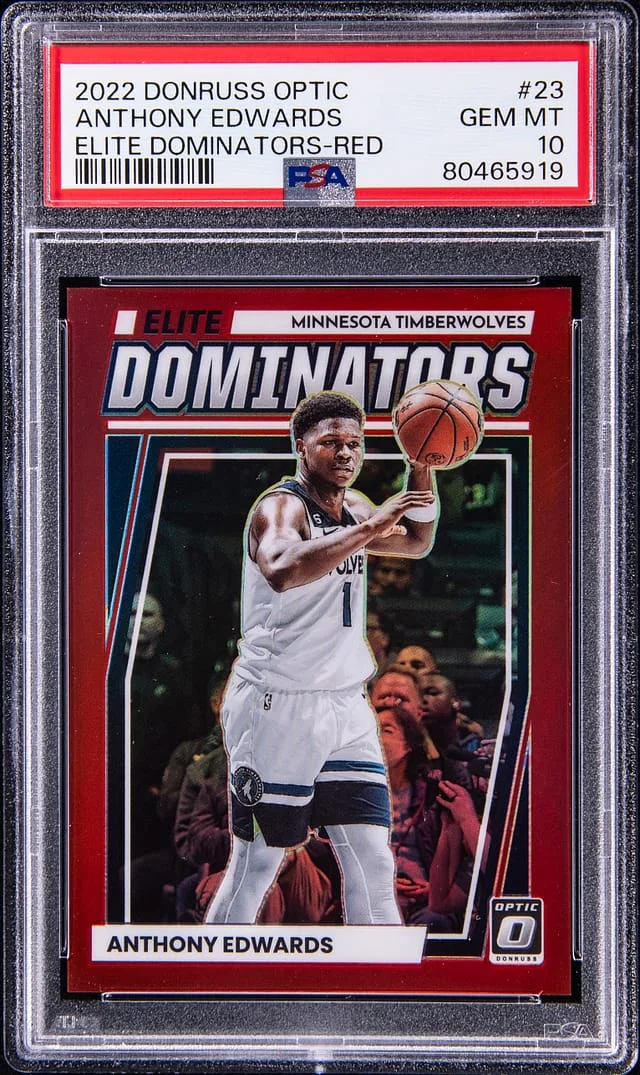 2022-23 Panini Donruss Optic Anthony Edwards Elite Dominators Red #23 card image