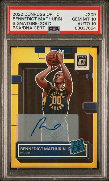 2022-23 Panini Donruss Optic Bennedict Mathurin Signature-Gold Rated #209 card image