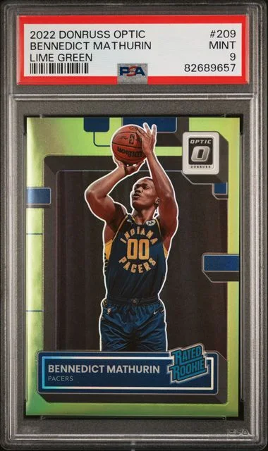 2022-23 Panini Donruss Optic Bennedict Mathurin ‚PSA Lime Green #209 card image
