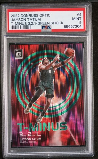 2022-23 Panini Donruss Optic Jayson Tatum T-Minus 3...2...1... Green Shock #4 card image