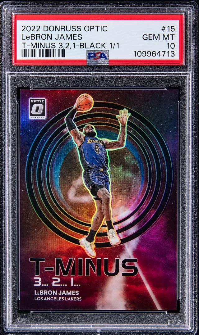 2022-23 Panini Donruss Optic LeBron James T-Minus 3,2,1 Black Prizm #15 card image