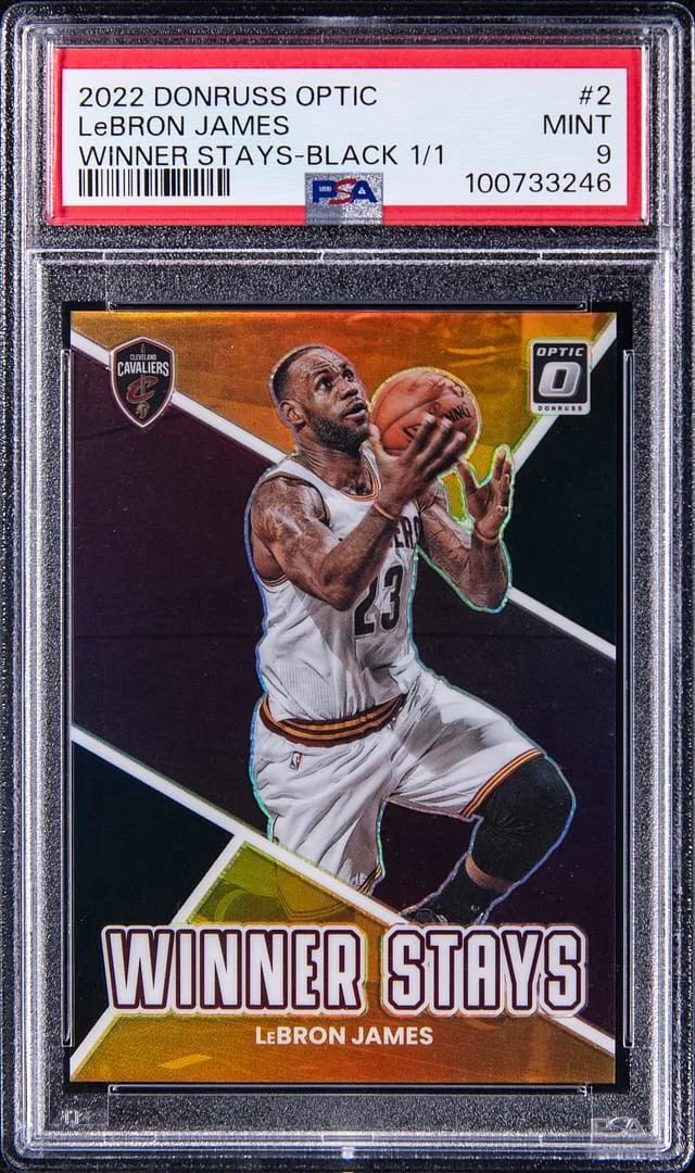 2022-23 Panini Donruss Optic LeBron James Winner Stays Black Prizm #2 card image