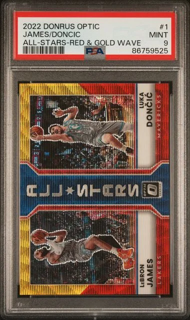 2022-23 Panini Donruss Optic LeBron James/Luka Doncic All-Stars Red & Gold Wave #1 card image