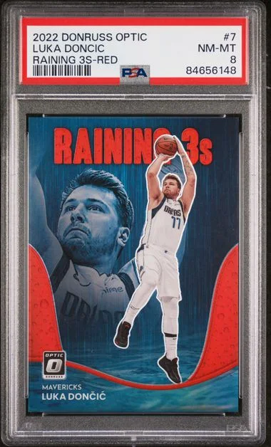 2022-23 Panini Donruss Optic Luka Doncic Raining 3S Red #7 card image