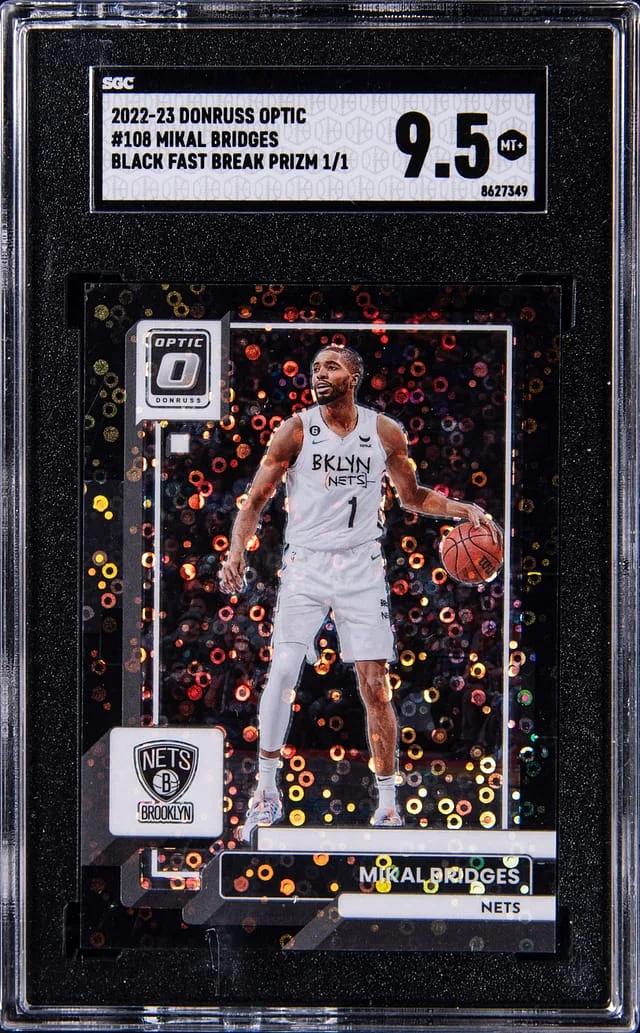2022-23 Panini Donruss Optic Mikal Bridges Black First Break Prizm #108 card image