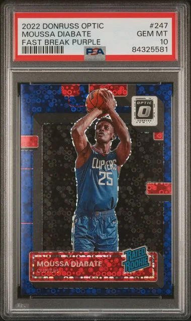 2022-23 Panini Donruss Optic Moussa Diabate Fast Break Purple Rated #247 card image