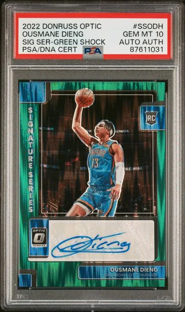2022-23 Panini Donruss Optic Ousmane Dieng Signature Series Green Shock #SSODH card image