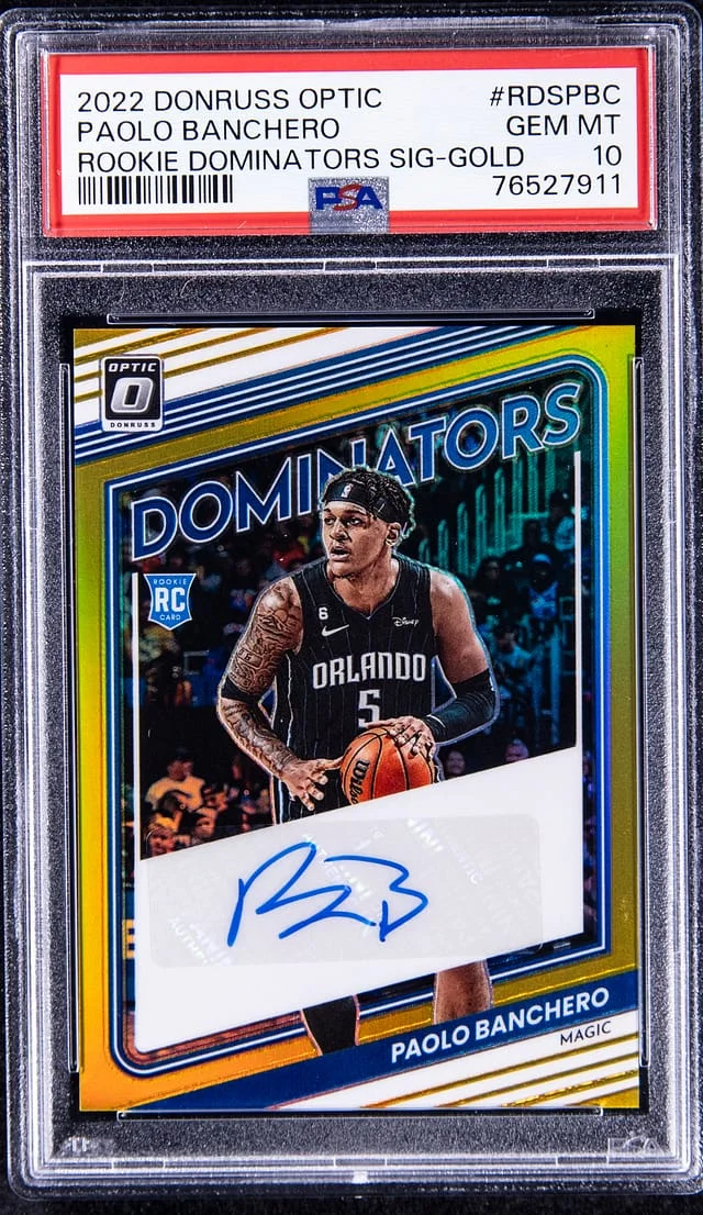2022-23 Panini Donruss Optic Paolo Banchero Dominators Signatures Gold #RDS-PBC card image