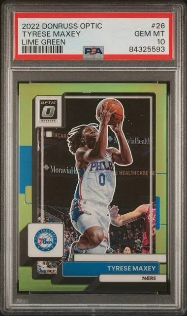 2022-23 Panini Donruss Optic Tyrese Maxey Lime Green #26 card image