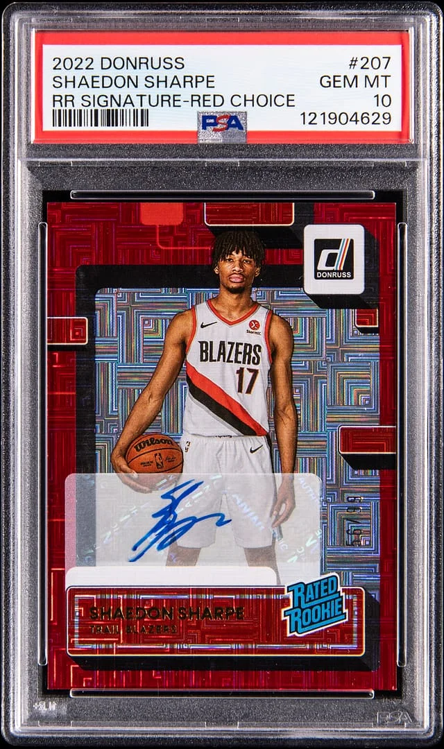 2022-23 Panini Donruss Shaedon Sharpe Rated Signature Red Choice #207 card image