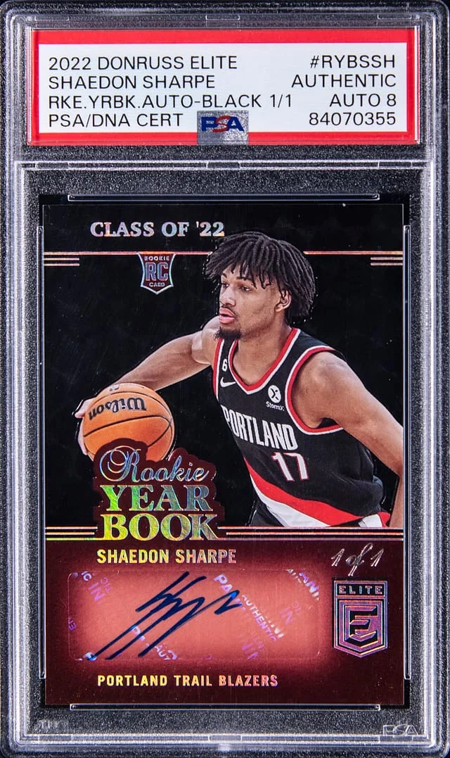 2022-23 Panini Donruss Shaedon Sharpe Elite Yearbook Autographs Black #RYB-SSH card image