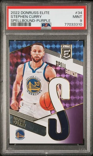 2022-23 Panini Donruss Stephen Curry Elite Spellbound Purple #34 card image