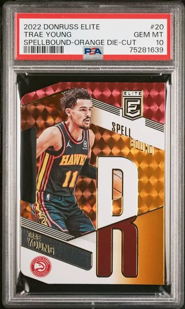 2022-23 Panini Donruss Trae Young Elite Spellbound Orange Die-Cut #20 card image