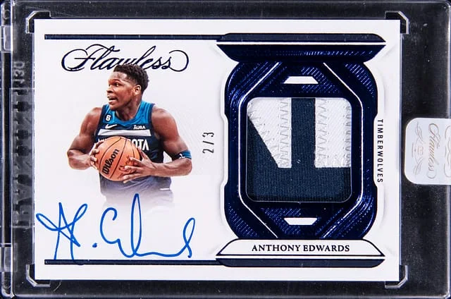 2022-23 Panini Flawless Anthony Edwards Patch Autographs Blue #FPA-ANT card image