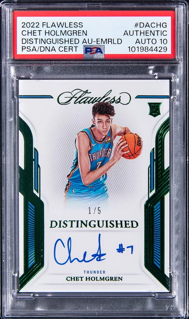 2022-23 Panini Flawless Chet Holmgren Distinguished Autographs Emerald #DA-CHG card image