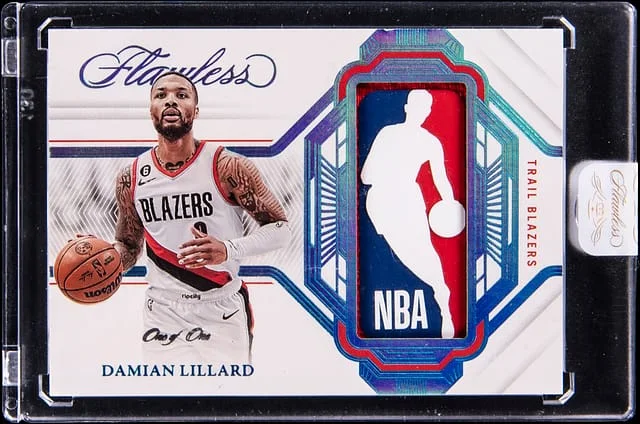 2022-23 Panini Flawless Damian Lillard Logoman #LM-DLD card image