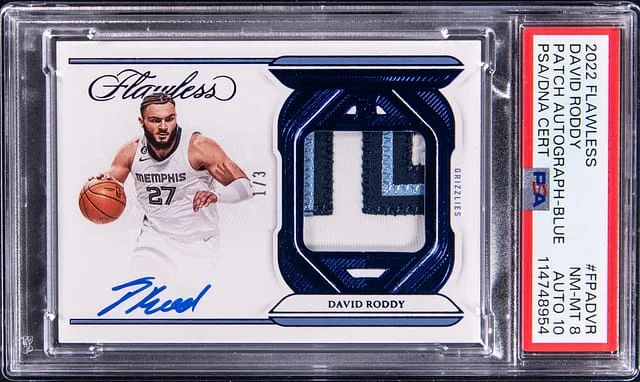2022-23 Panini Flawless David Roddy Patch Autographs Blue #FPA-DVR card image