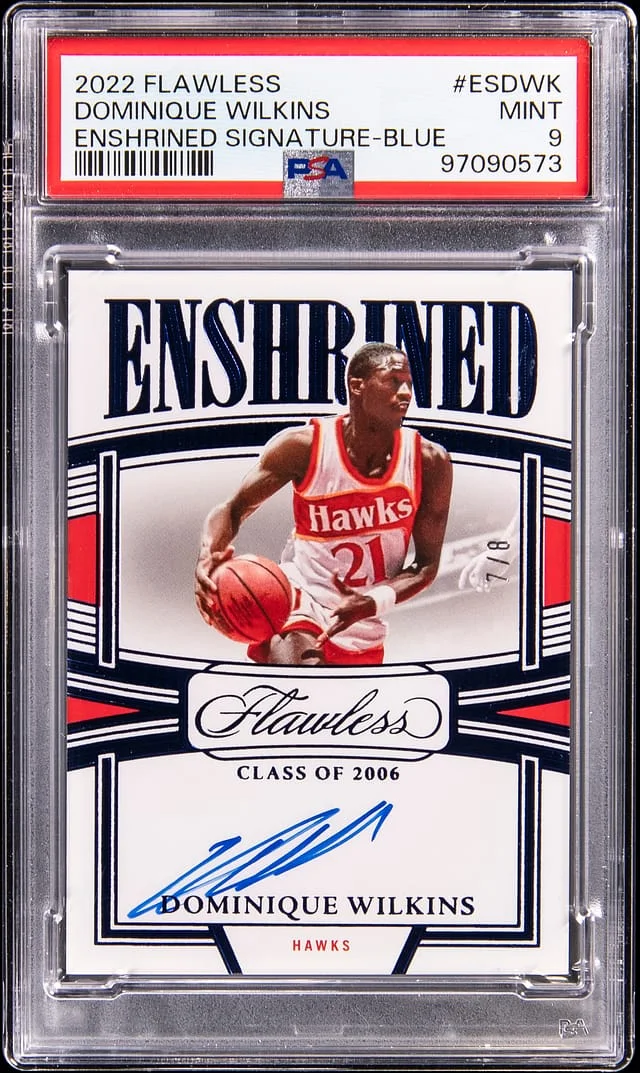 2022-23 Panini Flawless Dominique Wilkins Enshrined Signature Blue #ES-DWK card image