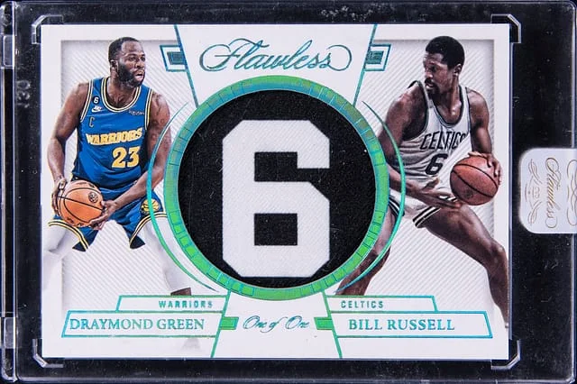 2022-23 Panini Flawless Draymond Green/Bill Russell Bill Russell Tribute Patch #BRT-DR2 card image