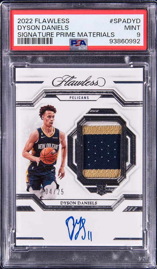 2022-23 Panini Flawless Dyson Daniels Signature Prime Materials #SPA-DYD card image