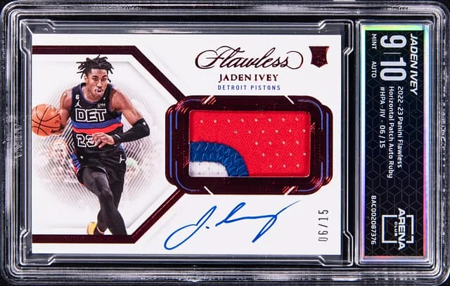 2022-23 Panini Flawless Jaden Ivey Horizontal Patch Autograph Ruby #HPA-JIV card image