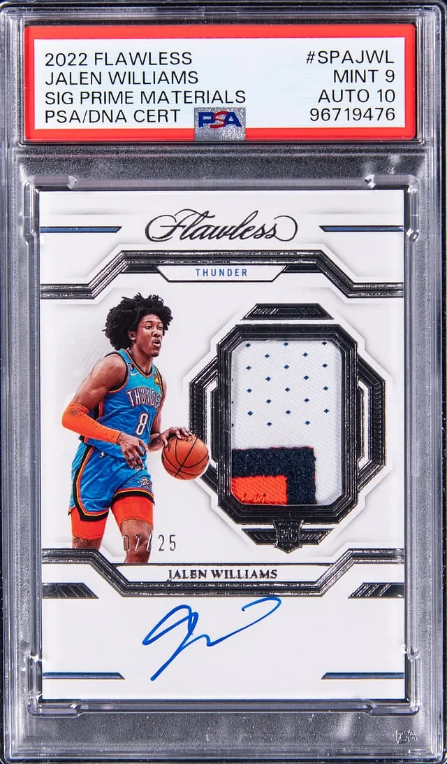 2022-23 Panini Flawless Jalen Williams Signature Prime Materials #SPA-JWL card image