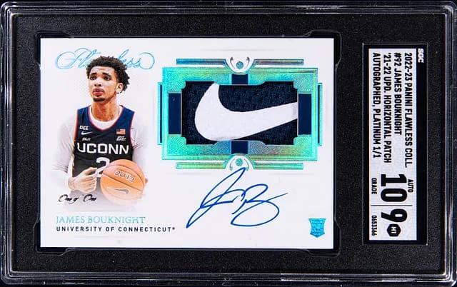 2022-23 Panini Flawless James Bouknight Collegiate 21-22' UPD Horizontal Patch Autograph Platinum #92 card image