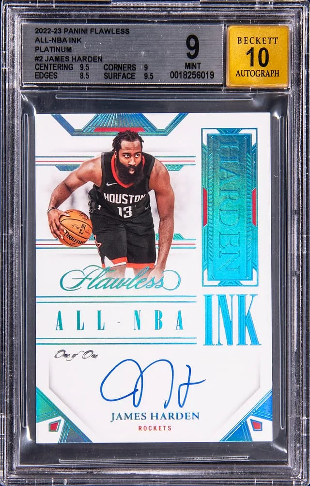 2022-23 Panini Flawless James Harden All-NBA Ink Platinum #ALL-JHD card image