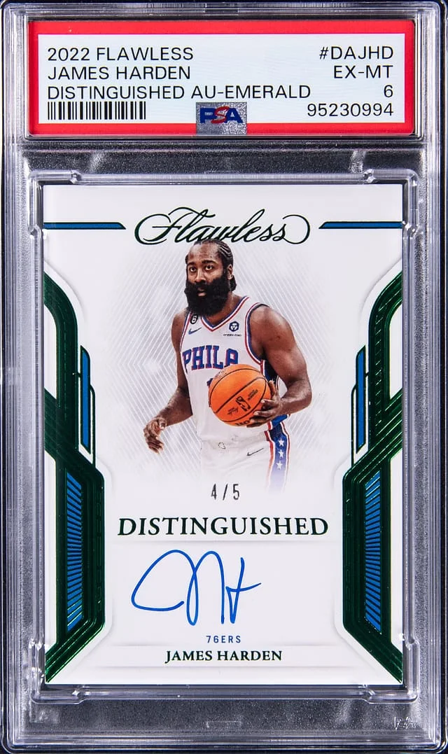 2022-23 Panini Flawless James Harden Distinguished Autograph Emerald #DA-JHD card image