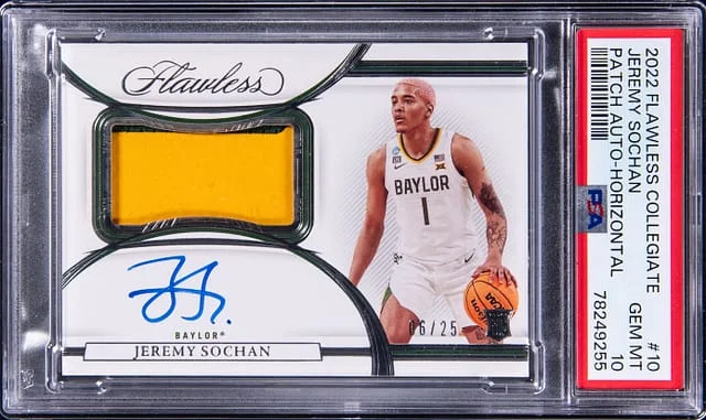 2022-23 Panini Flawless Jeremy Sochan Collegiate Patch Autograph (RPA) Horizontal #10 card image