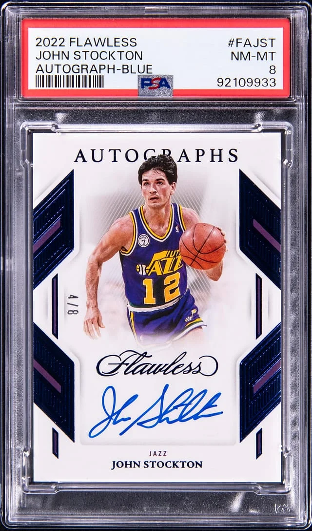 2022-23 Panini Flawless John Stockton Autograph Blue #FA-JST card image