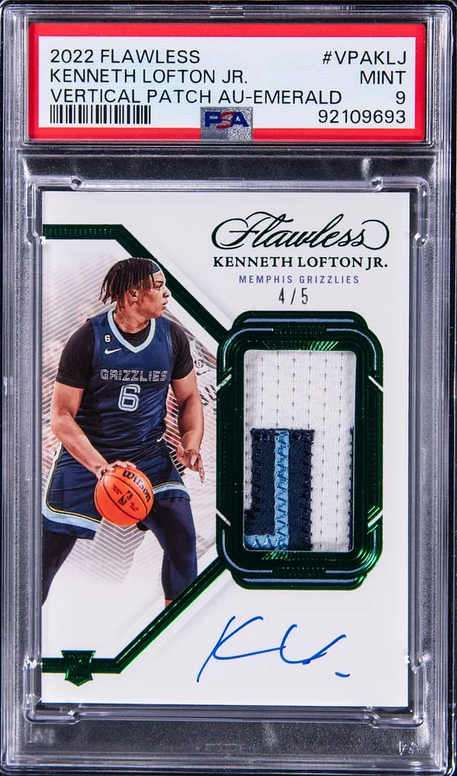 2022-23 Panini Flawless Kenneth Lofton Jr. Vertical Patch Autographs Emerald #VPA-KLJ card image