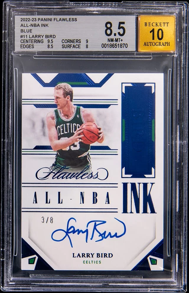 2022-23 Panini Flawless Larry Bird All NBA Ink Blue #ALL-LPD card image