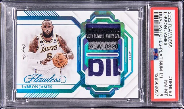 2022-23 Panini Flawless LeBron James Dual Patches Platinum #DPH-LBJ card image