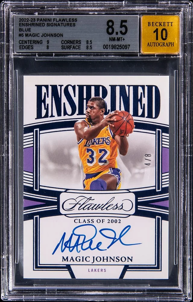 2022-23 Panini Flawless Magic Johnson Enshrined Signatures Blue #ES-MGJ card image