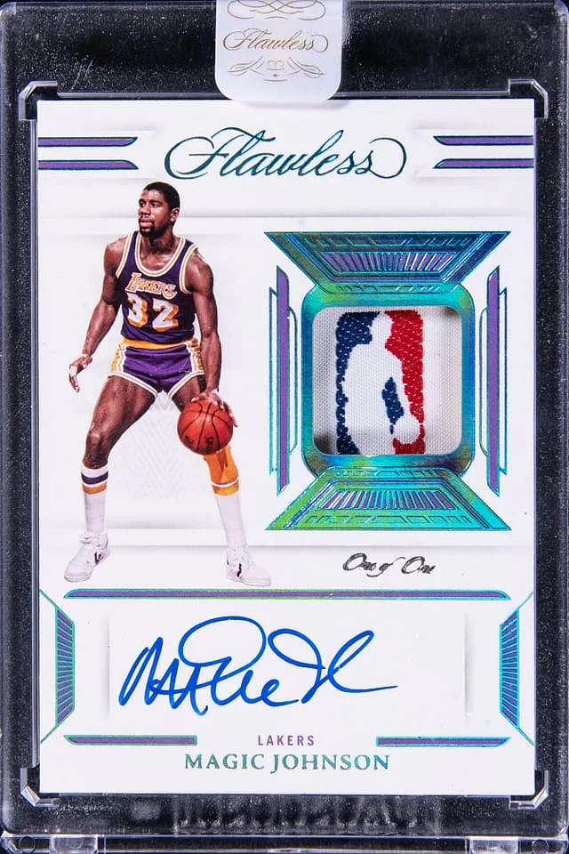 2022-23 Panini Flawless Magic Johnson Laundry Tags Autograph #LTA-MGJ card image