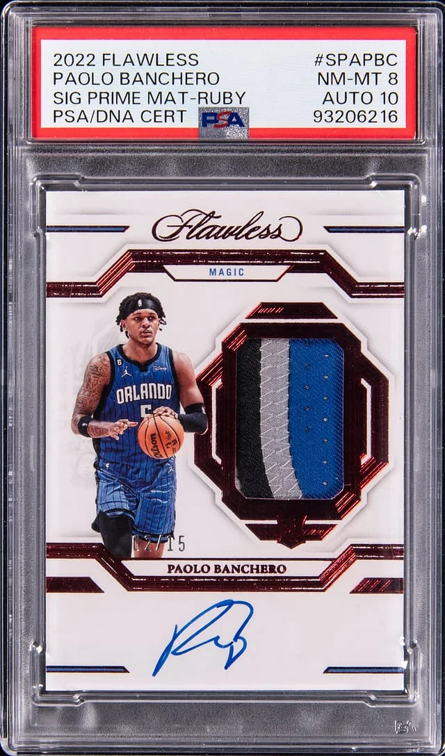 2022-23 Panini Flawless Paolo Banchero Signatures Prime Material Ruby #SPAPBC card image