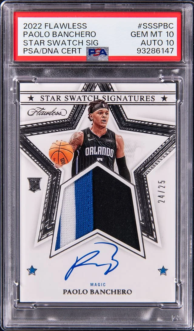 2022-23 Panini Flawless Paolo Banchero Star Swatch Signatures #SSS-PBC card image