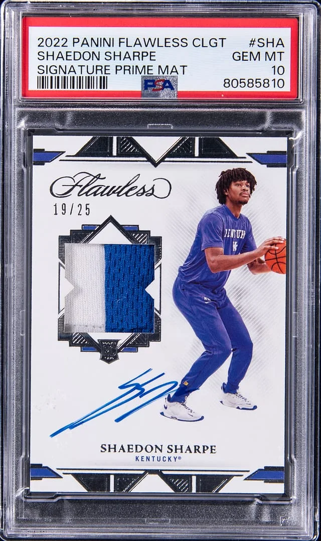 2022-23 Panini Flawless Shaedon Sharpe Collegiate Signature Prime Material #PM-SHA card image