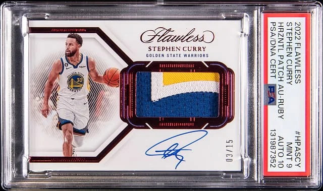2022-23 Panini Flawless Stephen Curry Horizontal Patch Autograph Ruby #HPA-SCY card image