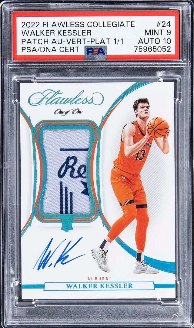 2022-23 Panini Flawless Walker Kessler Collegiate Patch Autograph Vertical Platinum #24 card image